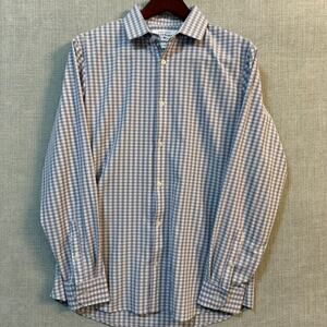 Mizzen Main Shirt Mens XL Trim Blue Red Plaid Leeward Performance Dress Shirt